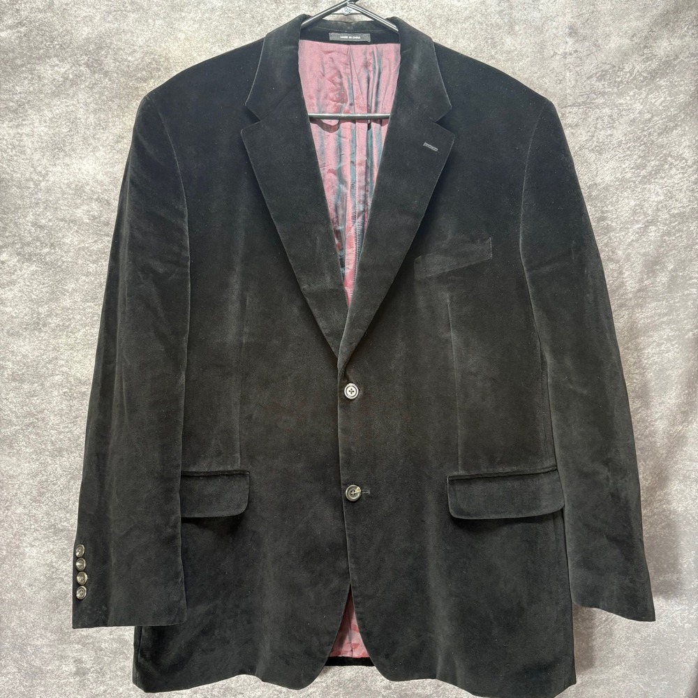 Ralph Lauren Mens Black Velvet Blazer Sport Coat 48R 2-Button Old Money Formal